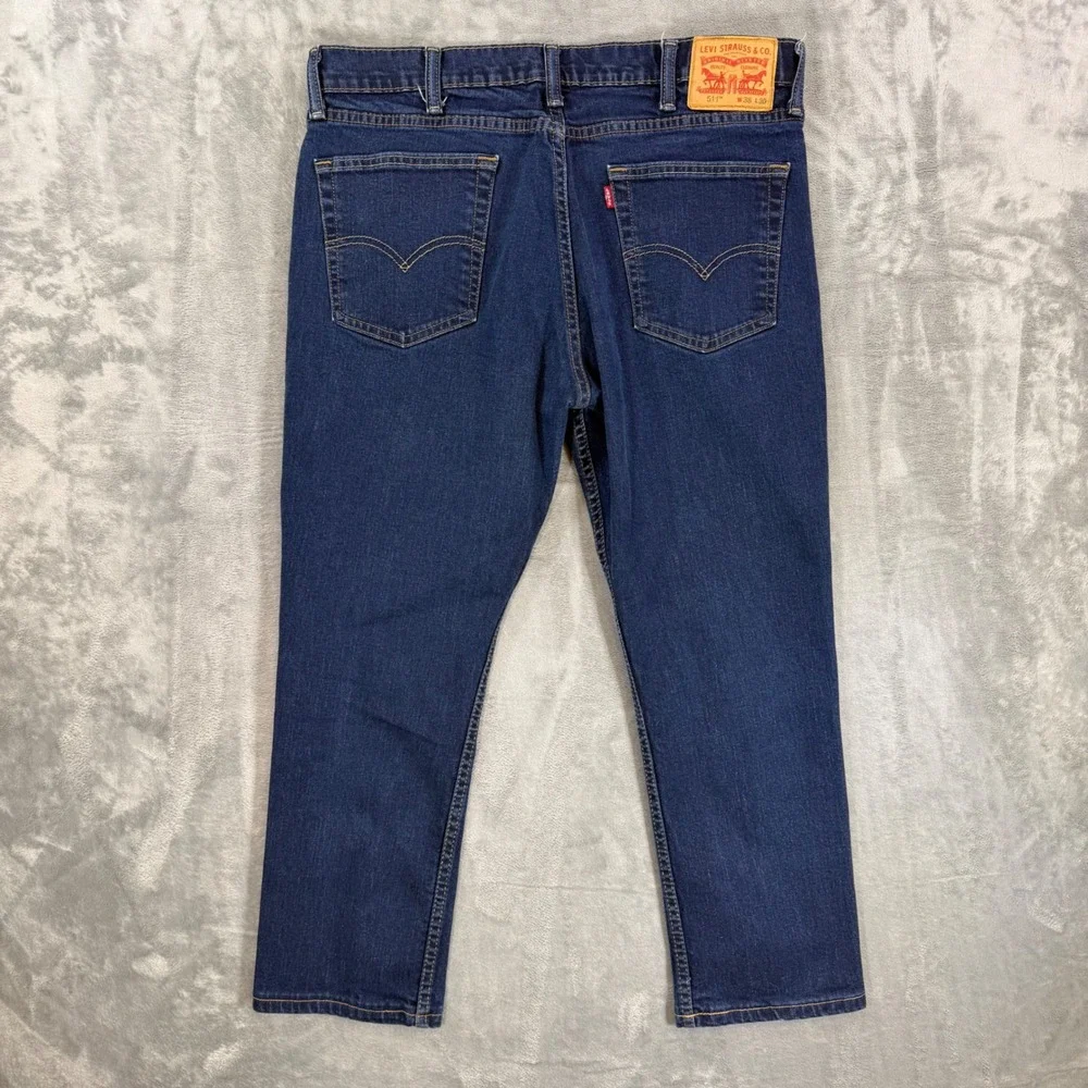 Levi's 511 Slim‎ Fit Jeans Men's Size 38x30 Blue Dark Wash Stretch Denim Pants